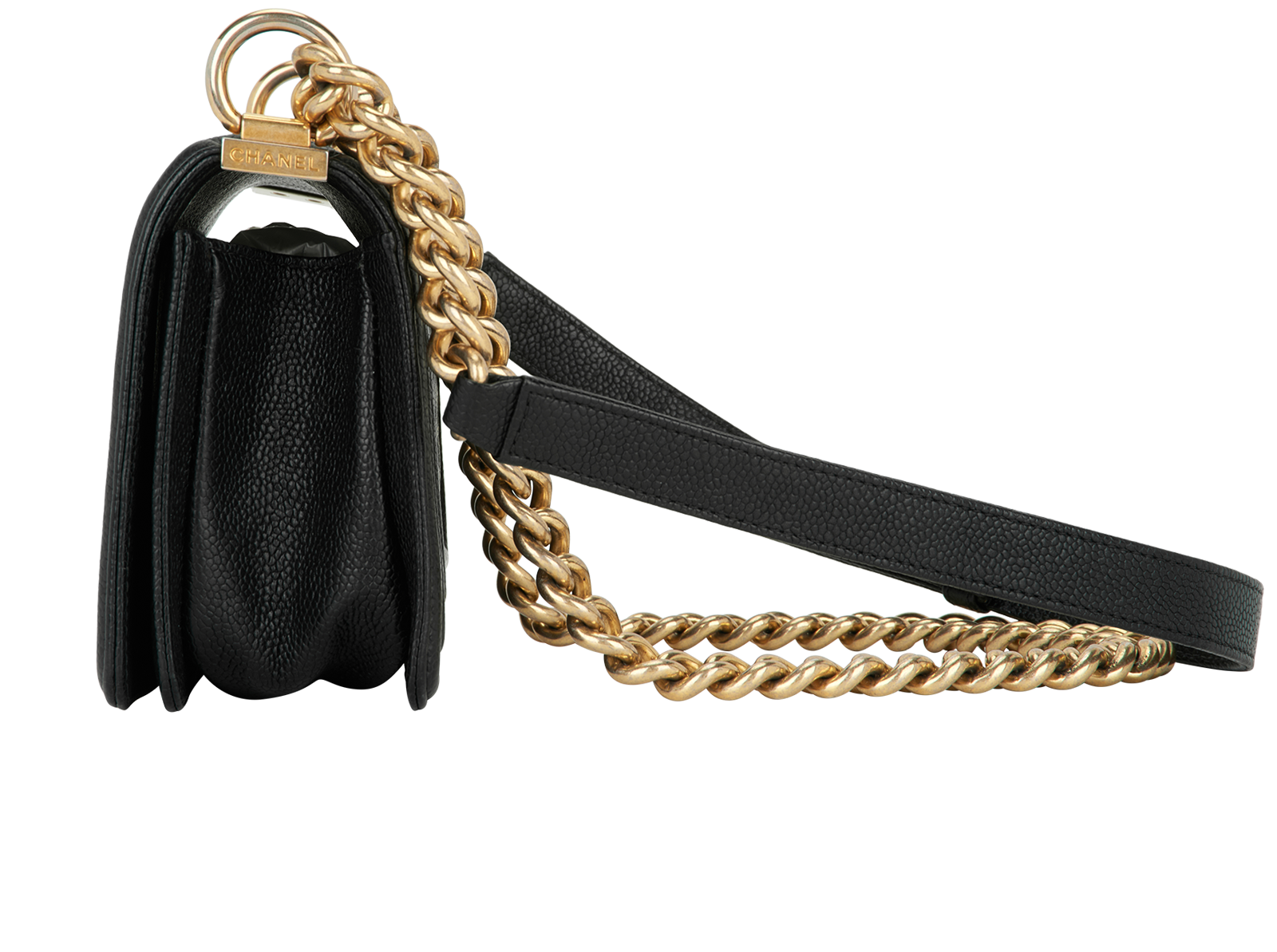 Small Boy Crossbody, &pound;2,600, Handbags, Black, Caviar Leather, Bottom view